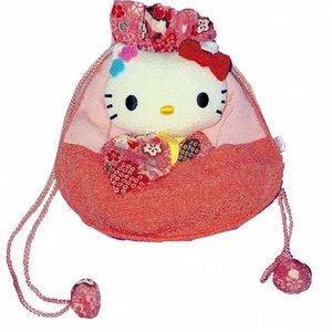 VINTAGE HELLO KITTY SANRIO TRADITIONAL RARE DRAWSTRING POUCH